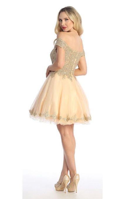 Floral gold Applique Dress. 6257L BY LET´S CORP