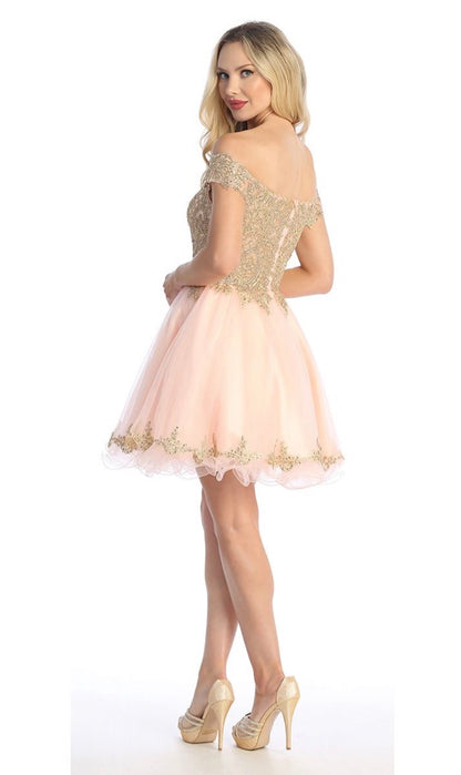 Floral gold Applique Dress. 6257L BY LET´S CORP