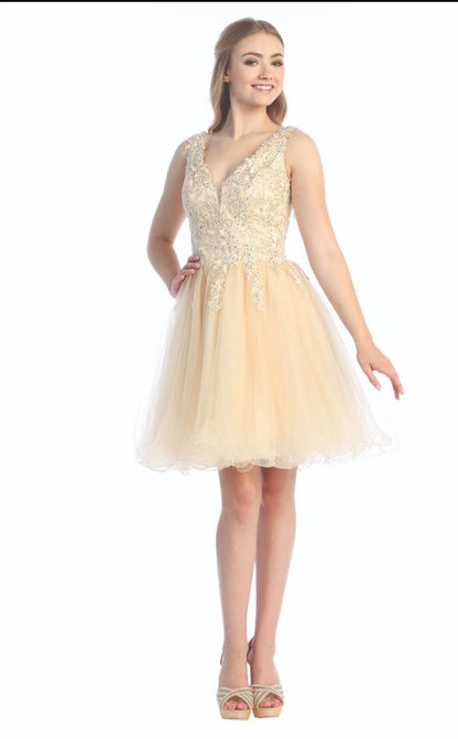 Floral  Applique Dress. 6249L by LET´S CORP