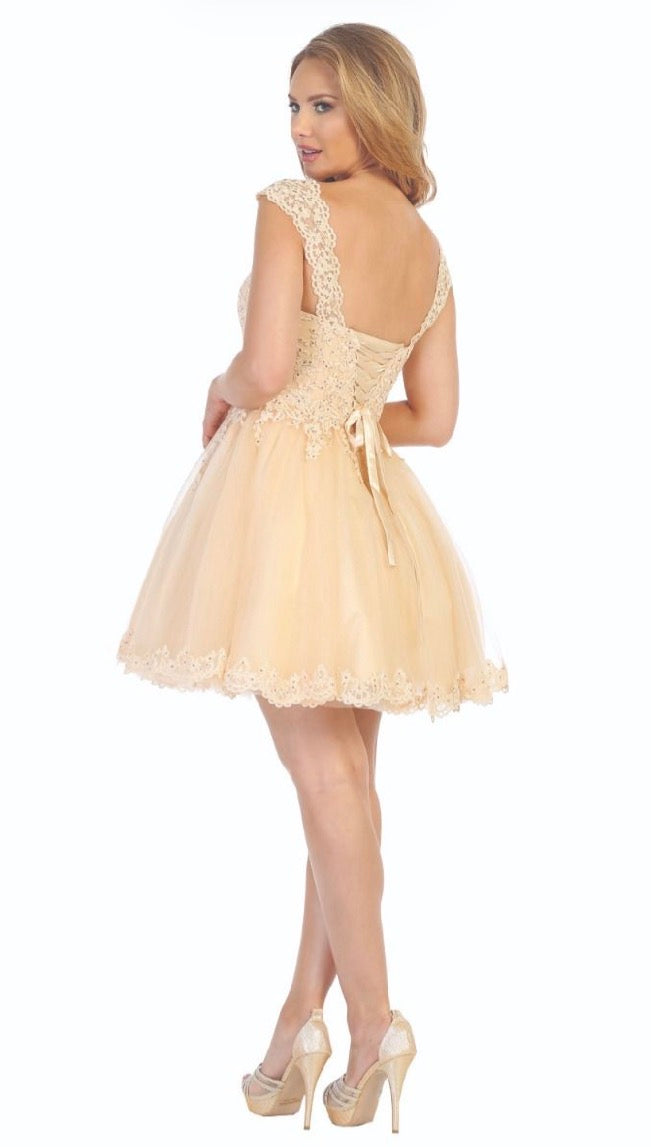 Floral Applique Dress.6240L by LET´S CORP
