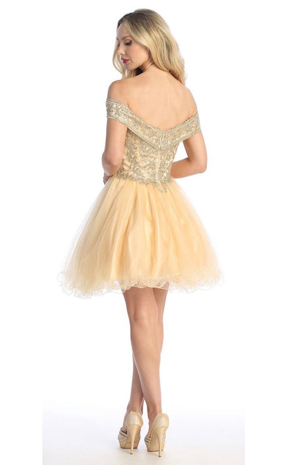 Floral gold Applique Dress. 6247L BY LET´S CORP