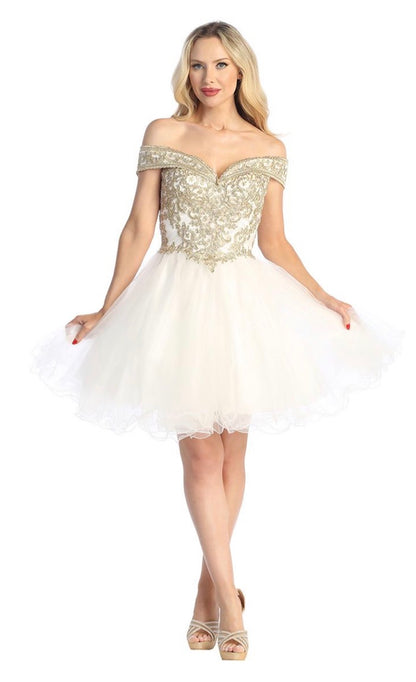 Floral gold Applique Dress. 6247L BY LET´S CORP
