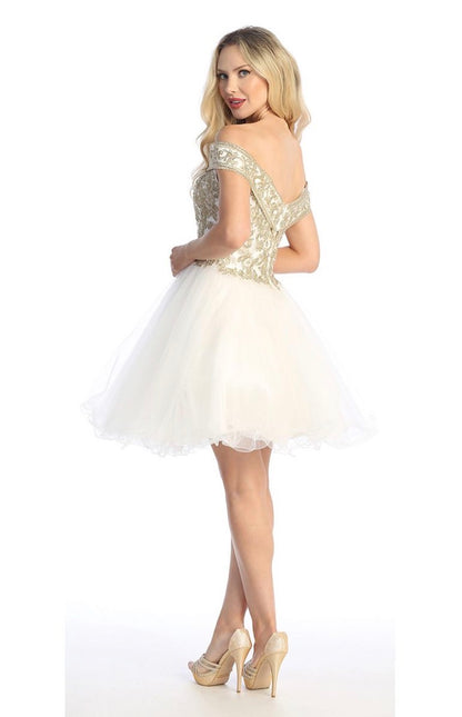 Floral gold Applique Dress. 6247L BY LET´S CORP