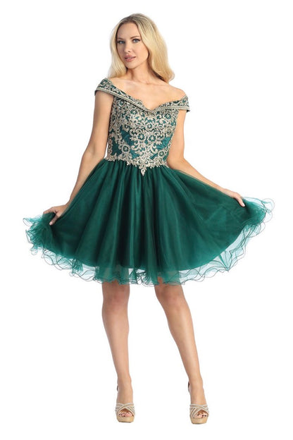 Floral gold Applique Dress. 6247L BY LET´S CORP