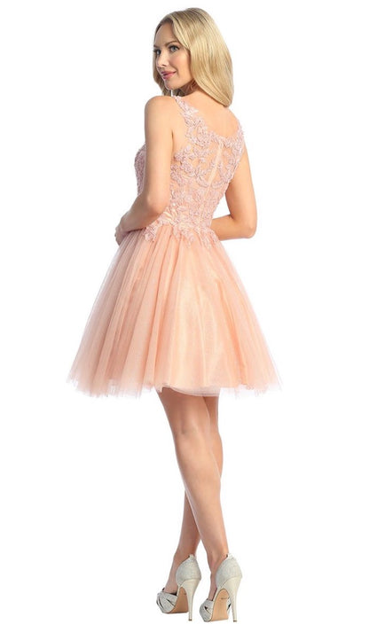 Lace Illusion Top A-line Short Dress. 6277L  BY LET´S CORP