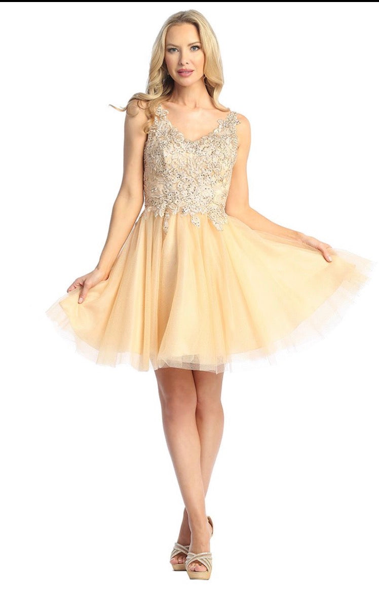Floral Applique Dress. 6273L by LET´S CORP