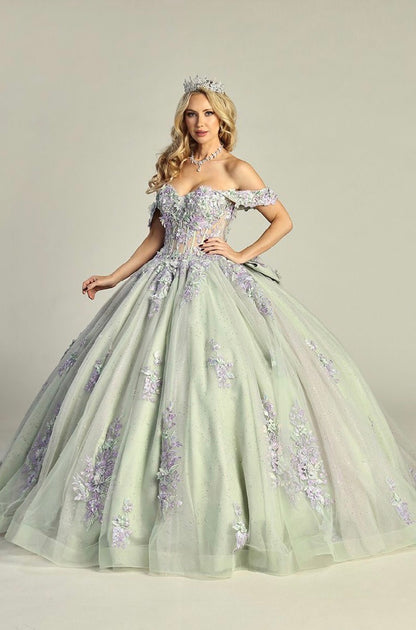 Elegant See-Through Corset Glitter Quince Dress. 7951Q LET´S CORP