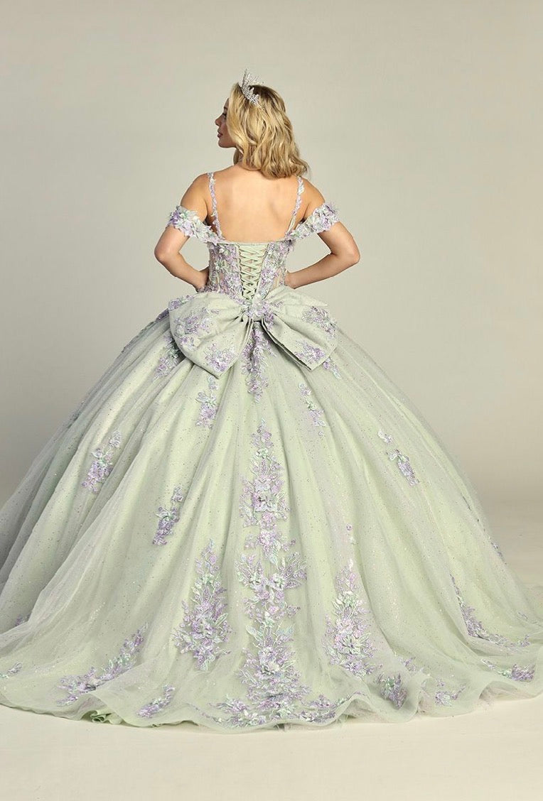 Elegant See-Through Corset Glitter Quince Dress. 7951Q LET´S CORP