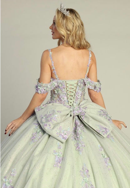 Elegant See-Through Corset Glitter Quince Dress. 7951Q LET´S CORP