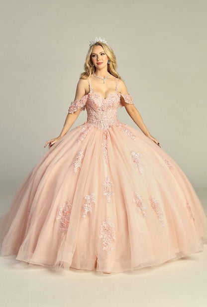 Flower appliqués sequins, jewels and glitter this ball gown . 7953Q LET´S CORP