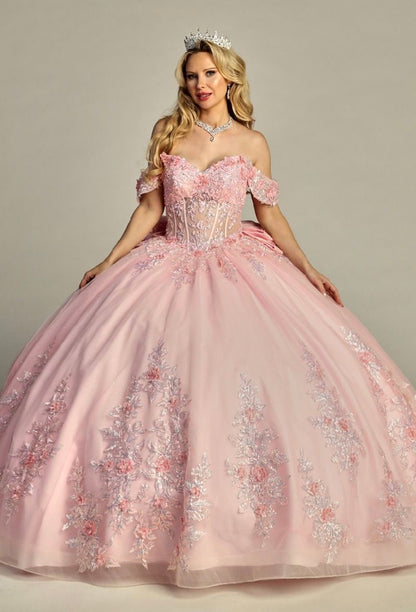 Elegant See-Through Corset Glitter Quince Dress. 8009Q LET´S CORP