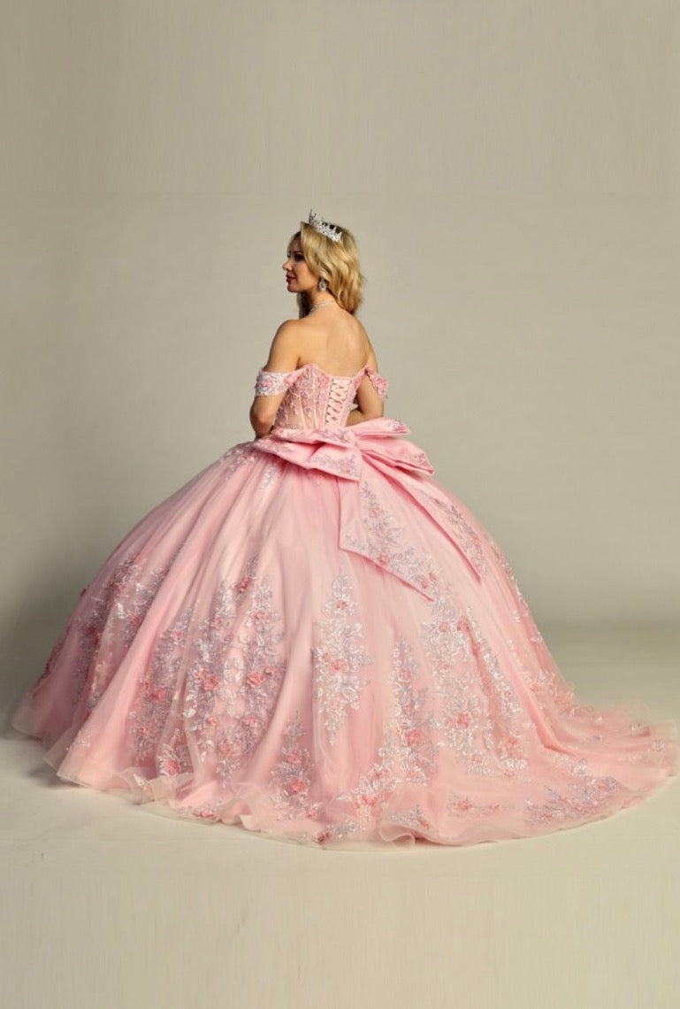 Elegant See-Through Corset Glitter Quince Dress. 8009Q LET´S CORP