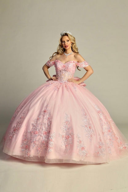 Elegant See-Through Corset Glitter Quince Dress. 8009Q LET´S CORP