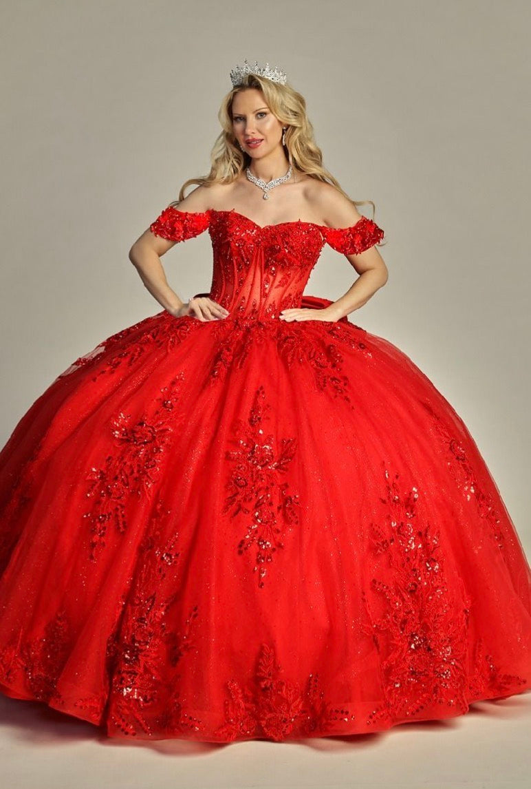 Elegant See-Through Corset Glitter Quince Dress, 8012Q LET´S CORP