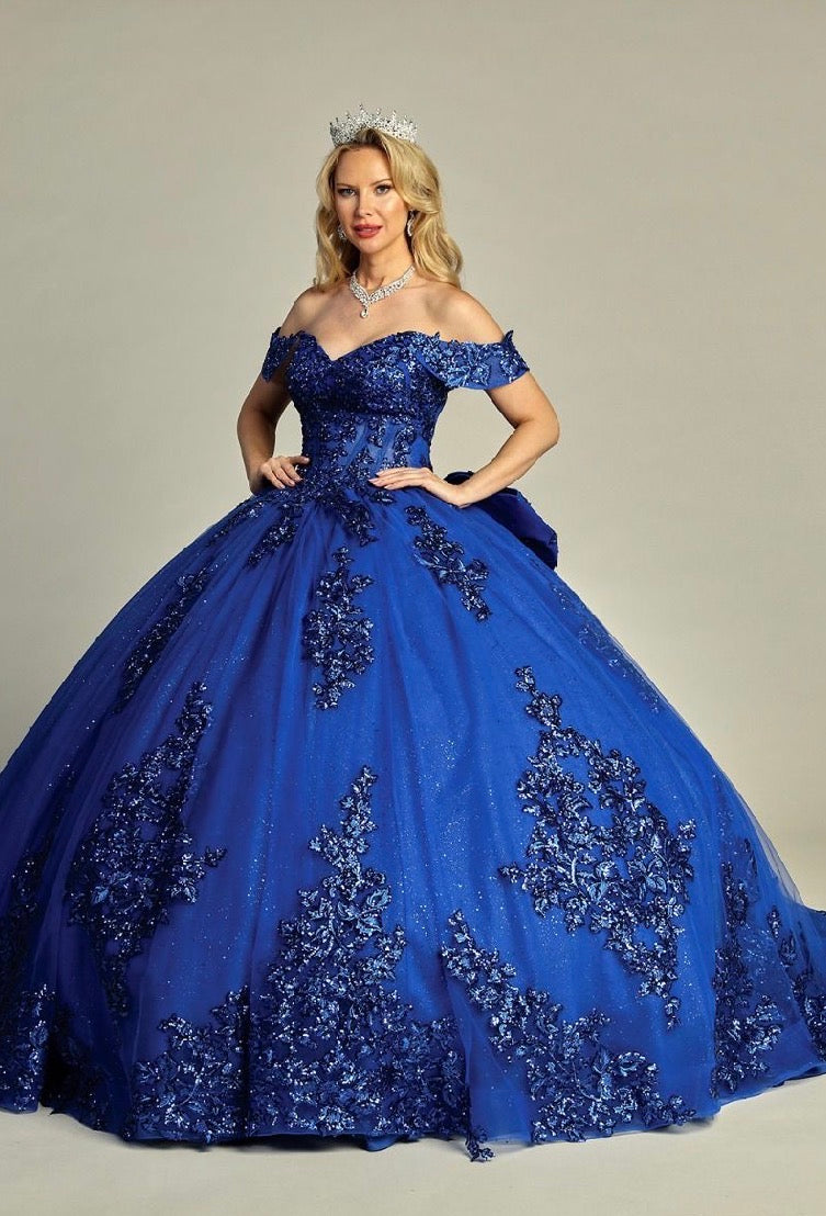 Elegant See-Through Corset Glitter Quince Dress. 8015Q LET´S CORP