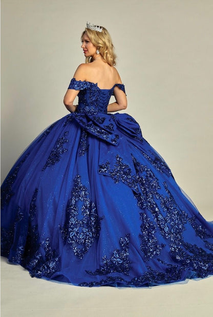 Elegant See-Through Corset Glitter Quince Dress. 8015Q LET´S CORP