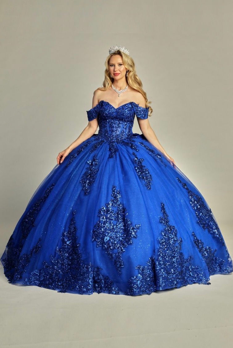 Elegant See-Through Corset Glitter Quince Dress. 8015Q LET´S CORP