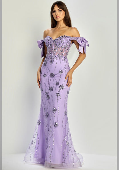 Embellishment with sequin design, see-through corset. 3307 BY ADORA DESIGN