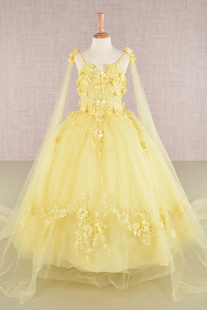 Floral Applique Glitter, Mesh, Kids Dress with Detachable Side GK111 GLS BY ELIZABETH K