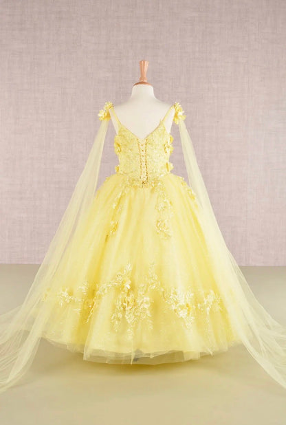 Floral Applique Glitter, Mesh, Kids Dress with Detachable Side GK111 GLS BY ELIZABETH K