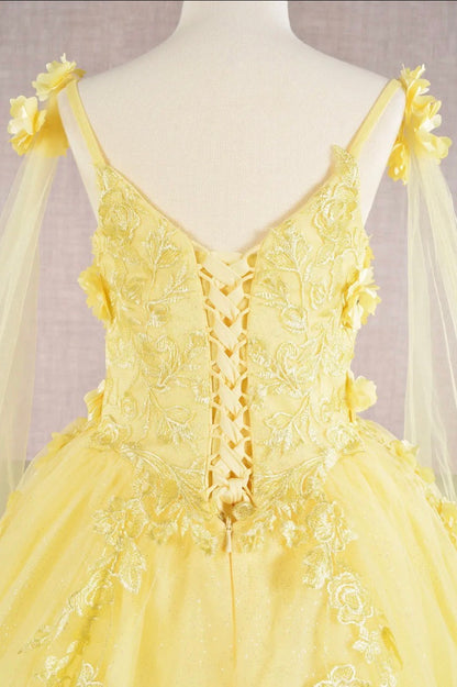 Floral Applique Glitter, Mesh, Kids Dress with Detachable Side GK111 GLS BY ELIZABETH K