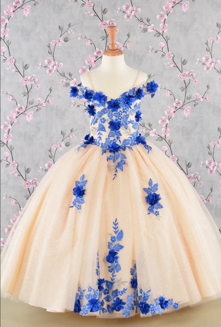 3-D Flower Embroidery Bead Mesh Kids Dress GK115 GLS BY ELIZABETH K