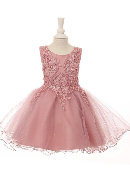 Elegant Satin glittered tulle dress with embroidered pearls. 9089B BY CINDERELLA COUTURE