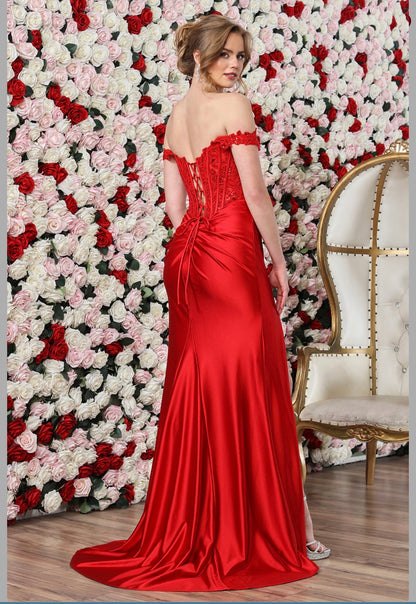 Satin mermaid off the shoulder dress. 3308 by ADORA DESIGN