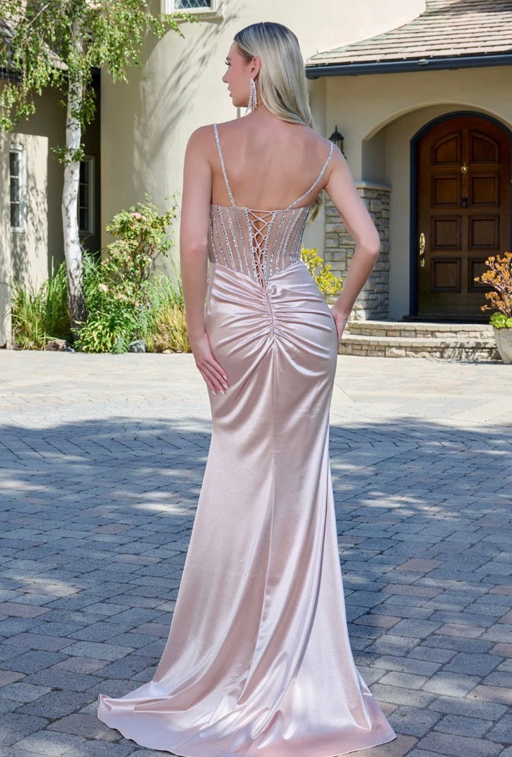 Radiate elegance in this sleek and sophisticated evening gown. GL3798 BY ELIZABETH K