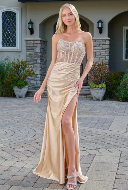 Sleek and sophisticated, this fitted floor-length gown makes a striking statement. GL3679 BY ELIZABETH K