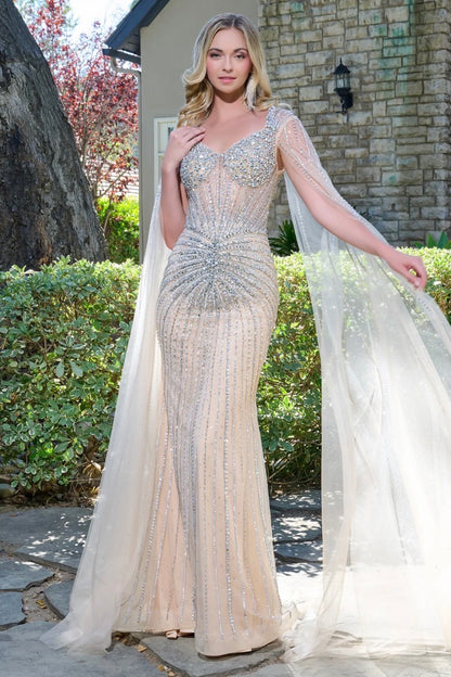 Make a sophisticated statement in this floor-length fitted evening gown. GL3666 BY ELIZABETH K