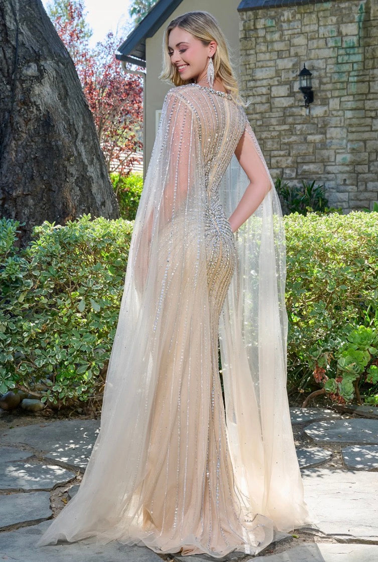 Make a sophisticated statement in this floor-length fitted evening gown. GL3666 BY ELIZABETH K