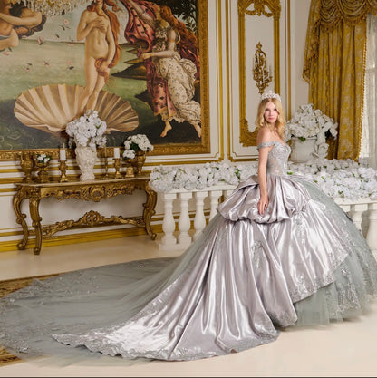 This enchanting ball gown features a lustrous satin. GL3652 BY ELIZABETH K