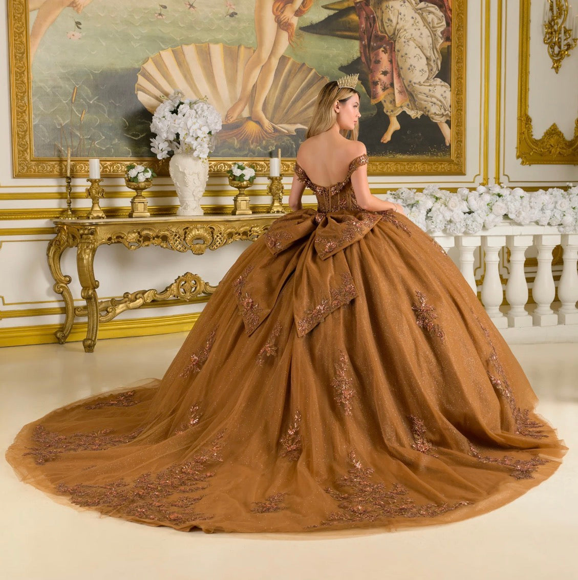 quinceanera dresses brown Graceful and stunning, this quinceañera ball gown. GL3811 BY ELIZABETH –  Zandy's Boutique