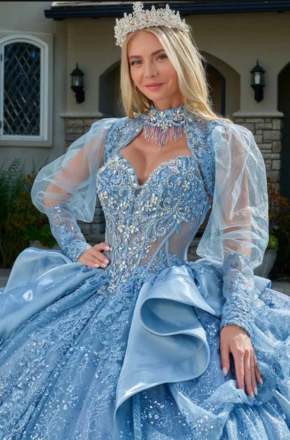Make a grand entrance in this stunning quinceañera ball gown. Gl3806 BY ELIZABETH K