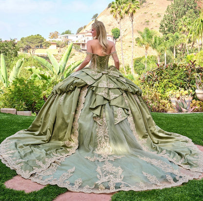 Make a regal statement in this exquisite quinceañera ball gown. GL3810 BY ELIZABETH K