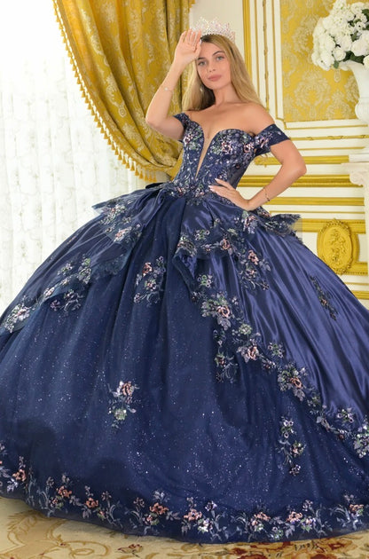This quinceañera ball gown features a classic silhouette enhanced by refined details and luxurious fabrics. GL3793 BY ELIZABETH K