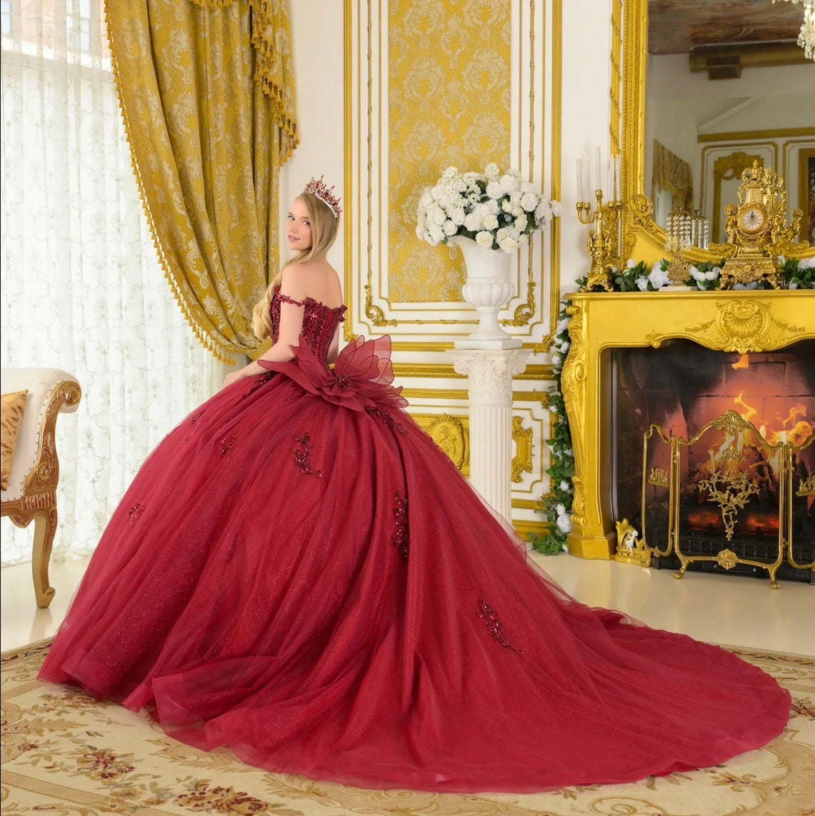 This dazzling ball gown is adorned with intricate bead and sequin. GL3712 BY ELIZABETH K