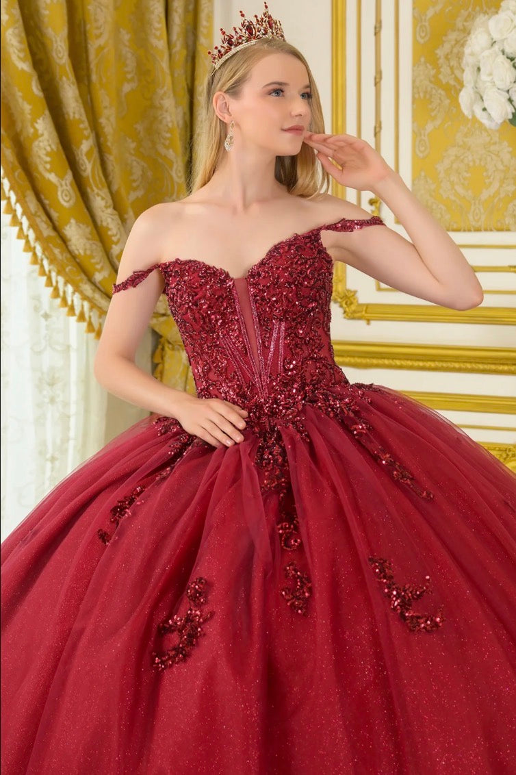 This dazzling ball gown is adorned with intricate bead and sequin. GL3712 BY ELIZABETH K