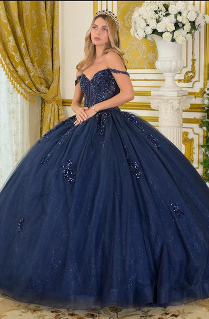 This dazzling ball gown is adorned with intricate bead and sequin. GL3712 BY ELIZABETH K