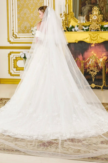 Timeless elegance meets modern sparkle in this stunning ball gown wedding dress. GL3821 GLS BY GLORIA