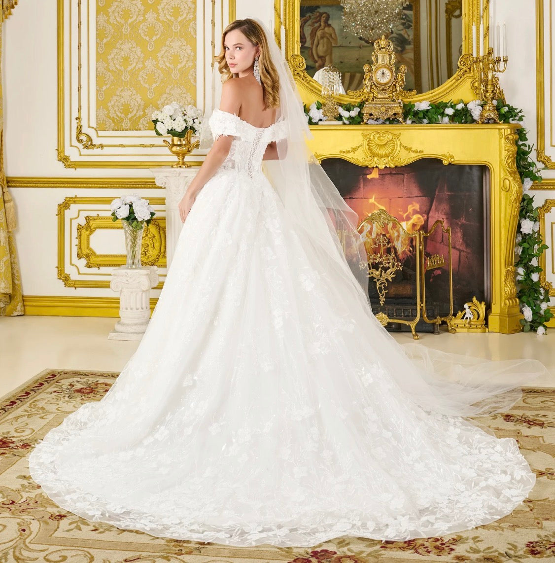 Timeless elegance meets modern sparkle in this stunning ball gown wedding dress. GL3821 GLS BY GLORIA