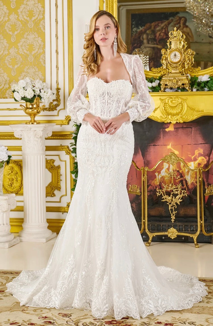 Walk the aisle in this exquisite trumpet silhouette wedding gown. GL3826 BY GLORIA