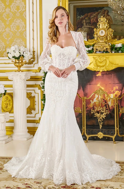 Walk the aisle in this exquisite trumpet silhouette wedding gown. GL3826 BY GLORIA