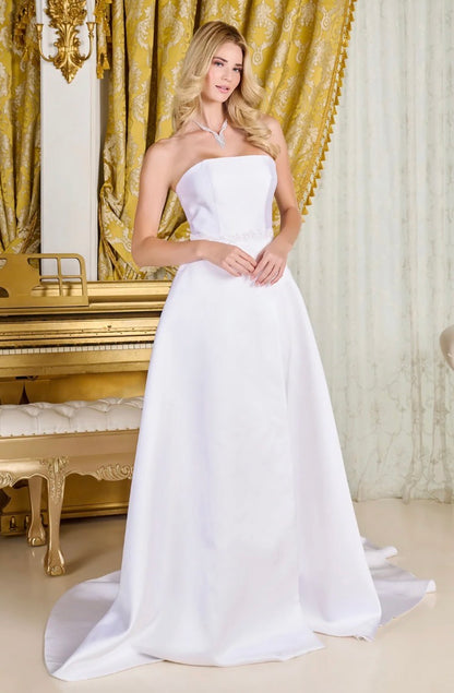 Designed for the bride who loves a clean and sophisticated look, this taffeta wedding gown. GL3718 GLS BY GLORIA