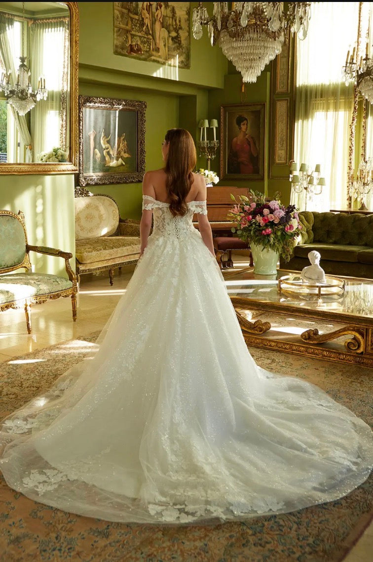 Decorated with beads, sequins and floral embroidery. GL3602 GLS BY GLORIA