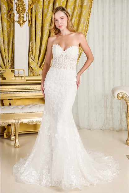 This versatile trumpet silhouette wedding gown. GL3830 GLS BY GLORIA