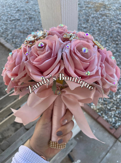Blush with Gold Brooches and Horse Pendant Bouquet. BL030 by MARINA’S CRAFT. PREORDER AVAILABLE!