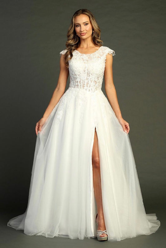 Beads Embellished Embroidered A-line Dress. 8066L BY LET´S CORP