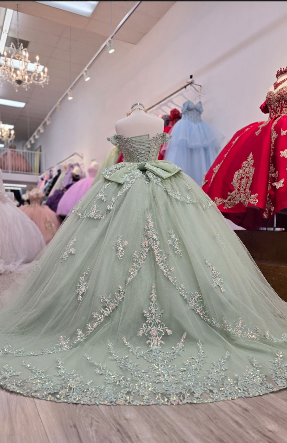 Multi-tiered Illusion Skirt, Off Shoulder. PQ1060 by Bella Couture